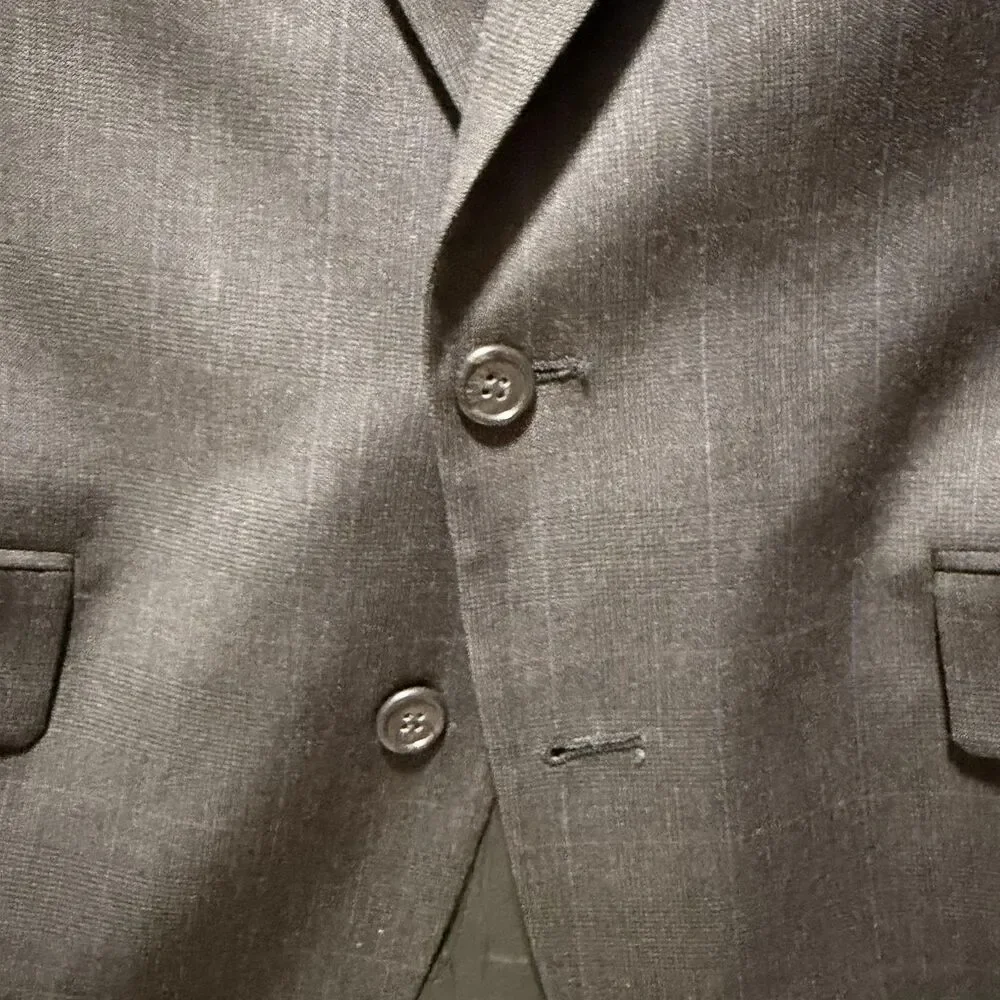 Botany 500 Suit Jacket Mens 40R Gray Stripe Two Button Classic Fit Notch Lapel